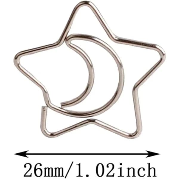 Rurili Creative Metal Moon and Star Shaped Paperclips Special Shaped El 20 pcs