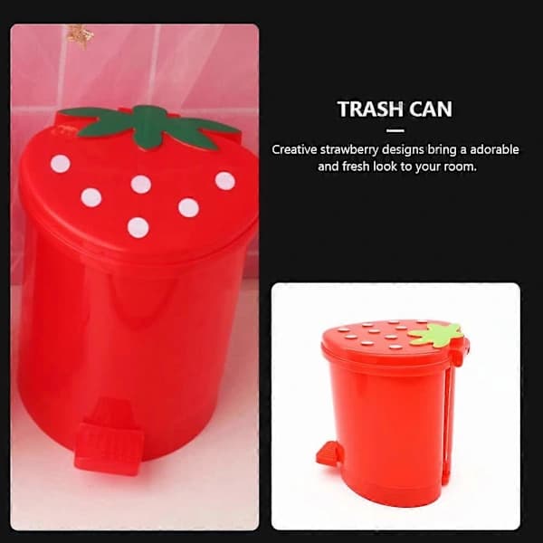Mini Desktop Trash Can, Small Countertop Waste Bin, Office, Kitchen, Dressing Table, Red
