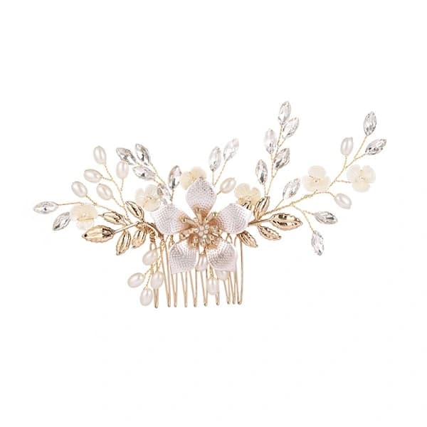 Sølv#B Bryllup Krystall Hår Ranker Blomst Blad Hårpynt Bryllup