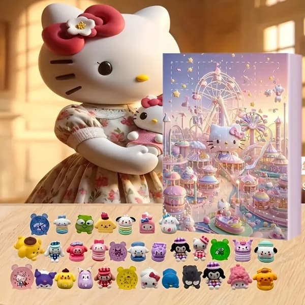 Anime Samlefigurer Blind Box Julekalender 24 Stykker - Perfekt til Jul og Helger Hello Kitty