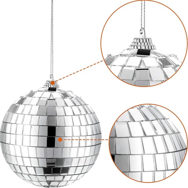 2-pack 4-tums spegeldiscokula, 70-tals discofestdekoration