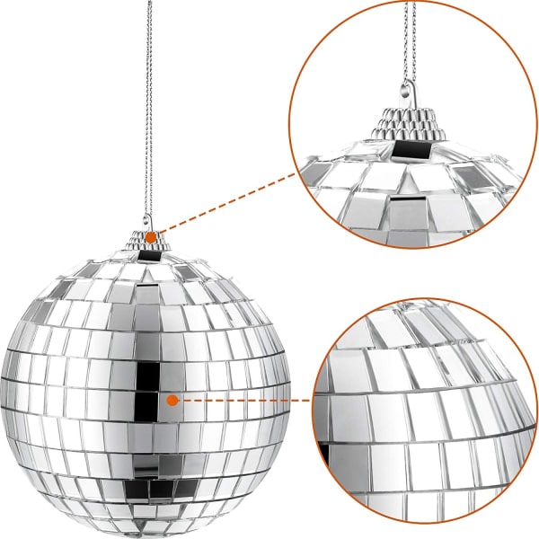 IC 2-pakning 4 tommers speil discokuler, 70-talls discofestdekorasjon