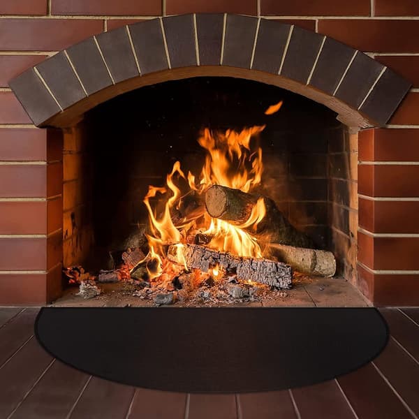 122 - 76 - cm - Fireplace - Mats - Fireproof - Mats - Fireproof - Mat - Grill - Floor - Mat - Floor - Protection - Black - Fire Pit - Mat