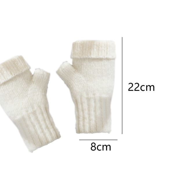 IC Merino strikkede fingerløse handsker - Hvid