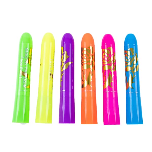6-pack Glow-in-the-Dark Ansiktsfärg UV Neon Ansiktsfärg Crayon Penna