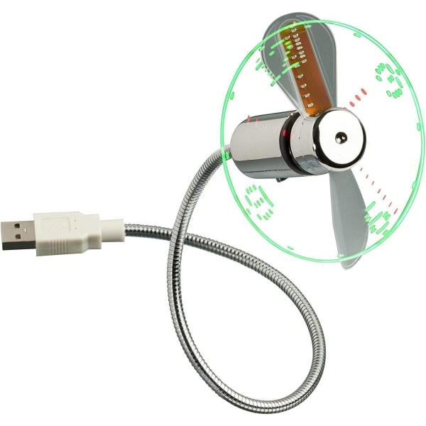 IC Joustava USB-tuuletin LED-kellolla ja plug-and-play joustavalla joutsenkaula