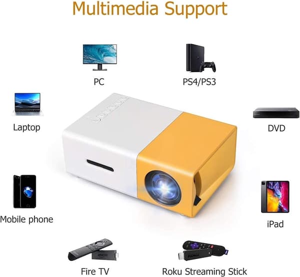 Mini Projector - Full - Outdoor Movie Projector - Compatible - with - HDMI - USB - Audio - Remote Control.