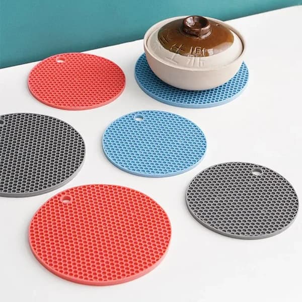 Round Heat Resistant Silicone Mat Drink Cup Coaster Insulation Non-slip Pot Holder Thick Table Mat Kitchen Accessories