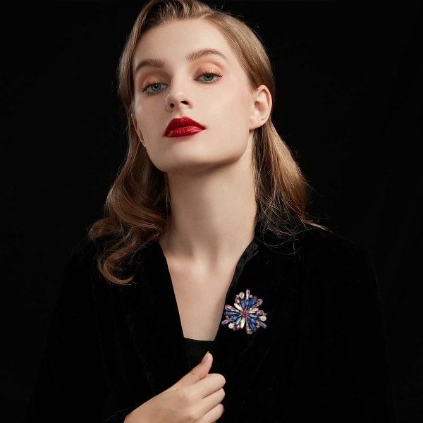 IC CNE Dam Vintage Diamant Brosche Elegant Simuleret