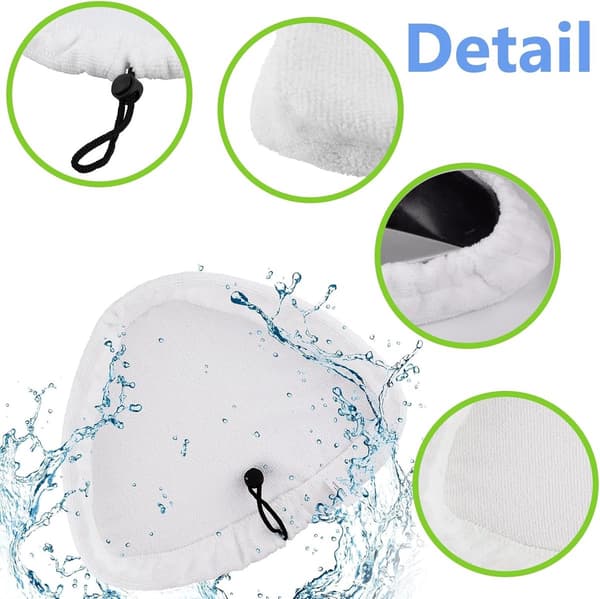 4-pack ångmoppdynor ersättning för H2O X5 och Vax S2, tvättbara triangulära mikrofiberrengöringsdynor, 11 x 8,7 tum, vit