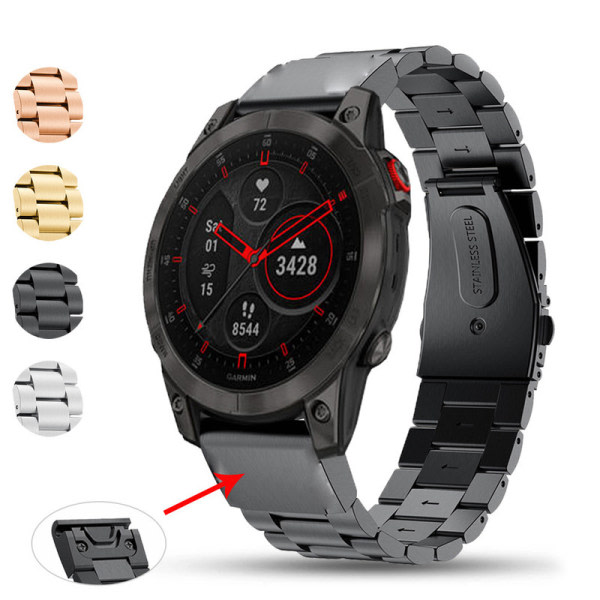 IC Garmin Fenix ​​​​5/6/6 Pro/7 Armbånd Rostfritt Svart