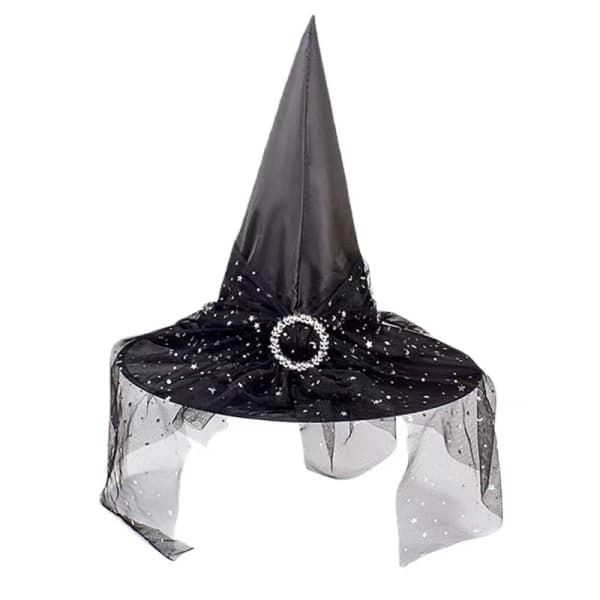 IC Halloween heksehatt mesh voksne barn trollmann trollmann hatt polyester taft kle opp svart