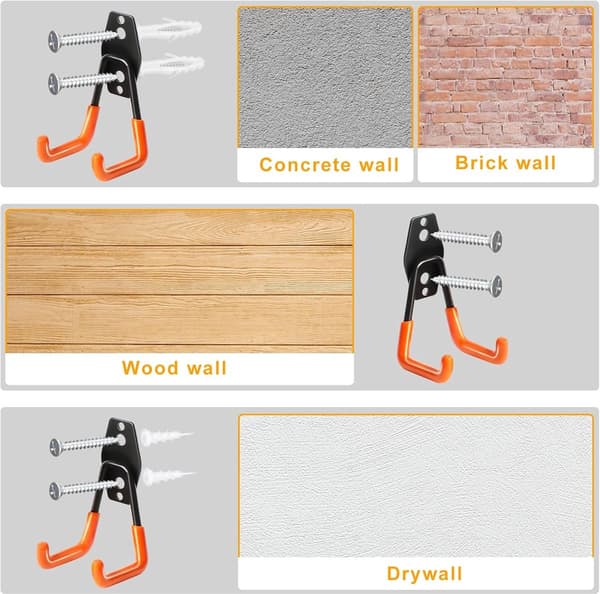 2-pack - Heavy Duty - Wall Mountable - Tool Organizer - Metal Hooks - Universal Hooks - Suitable - Ladders