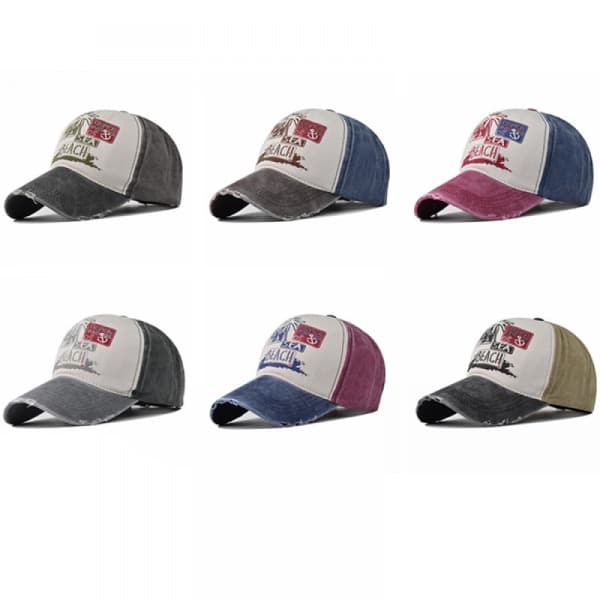 Dotpet Gorra Beach Justerbar til Kvinder (Vinrød og Marineblå)
