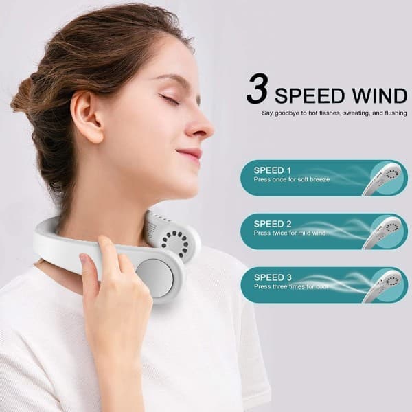 IC Bladløs Halsventilator, Genopladelig Handsfree Bærbar Halsventilator