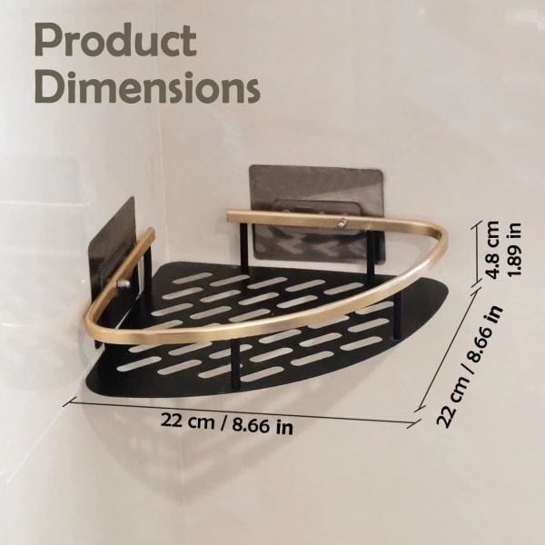 IC Duschkorg 2-pack självhäftande väggmonterad ingen borrning Handfat Organizer Aluminiumlegering Rostfri Hylla Badrum Kök (Triangel)