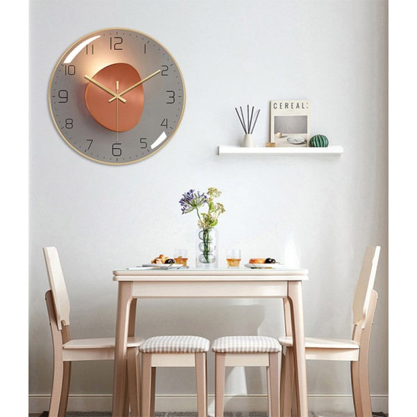 IC Modern tyst väggklocka, 30 cm diameter kvarts orange B
