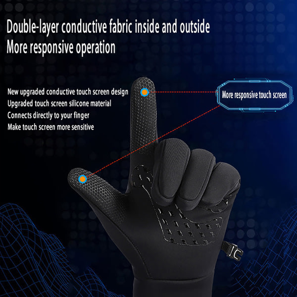 Touch Vinter Termiske Varme Fullfingerhansker Svart M
