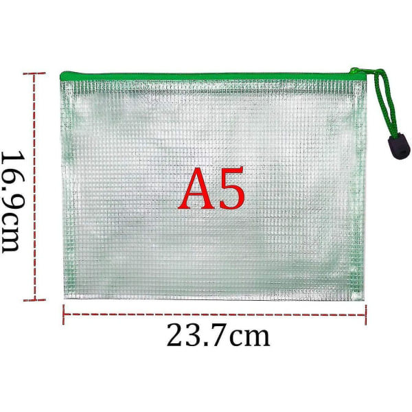 IC A5 lynlås - mesh Netdokument Plastpungmapper Lynlås Plastlommer (pakke med 12)