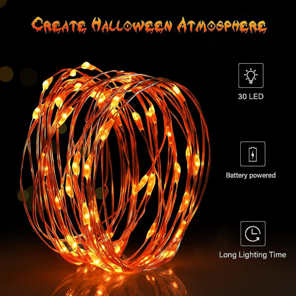 IC Amber Halloween Paristokäyttöiset Enkelivalot - 3m/10ft