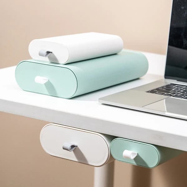 Hidden Self-Adhesive Storage Box for Desk White S