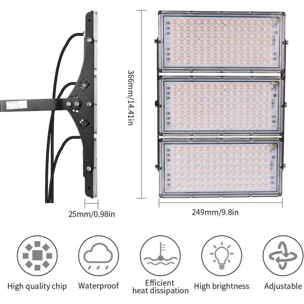 IC 300W Udendørs LED-projektør 24000lm Vandafvisende Sikkerhed