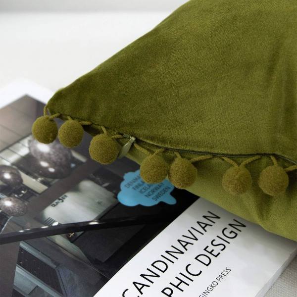 IC Dekorativt putetrekk for rygg, pakke med 2 myke trekk for sofa i soverommet, 12x20 tommer, olivengrønn