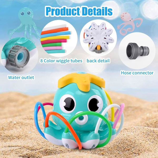 Vattenleksak för barn, utomhusleksak, vattenstänkleksak för barn, bläckfiskstänkleksak, utomhusspridare, spridarleksak för pojkar, grässpridare, utomhusleksak Watering squid blue