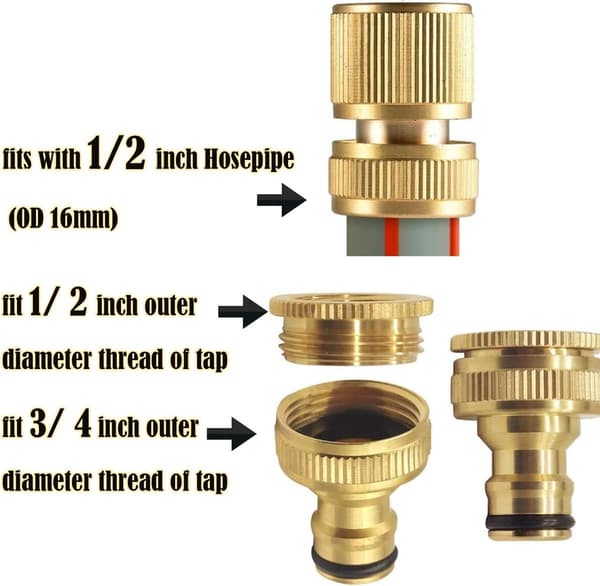 Garden Couplings - Garden Hose Coupling Set - Brass Coupling - Quick Coupling - Hose Faucet - Universal Coupling - Kitchen Faucet