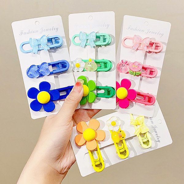 IC 1 set Candy Color Bowknot Flower Barrettes For Girls e Flower H Yellow