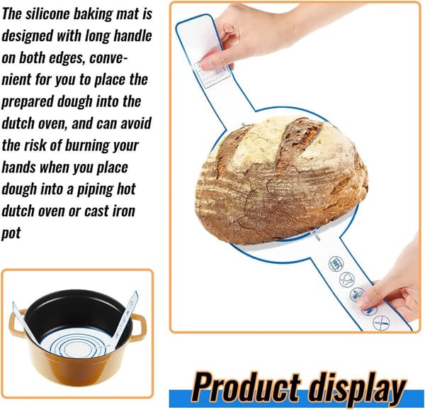 52,5×21,5 cm - 2 pieces - Multifunctional - Silicone Baking Mat - Sling Baking Mat - with - Long - Handle - Bread Baking Mat - Bread Silicone
