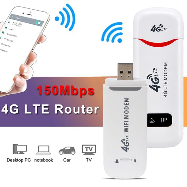IC 4G LTE USB-modeemi / langaton reititin 150Mbps Lukitsematon WiFi Musta
