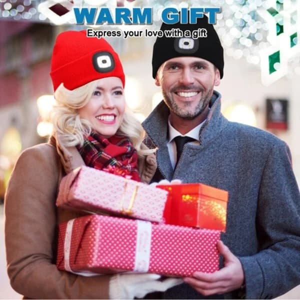 2-pack Unisex LED Beanie Hat Lamp Uppladdningsbar Varm Vinter Stickad Pannlampsmössa Grå-1 Pack Gray-1 Pack