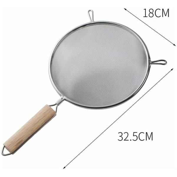 Finmasket si i rustfrit stål med håndtag til sigtning af mel og madlavning, 18 cm