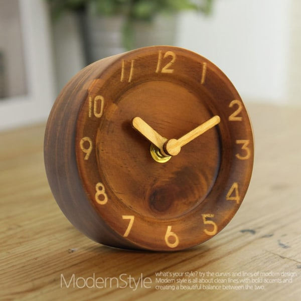 IG Kreativ väckarklocka i massivt trä Mode tränål Mute Walnut