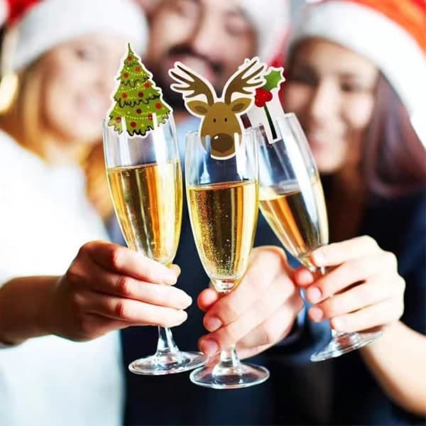 100 ST Jul Vinglas Berlocker Markør Vinglas Kortdekoration Julehat
