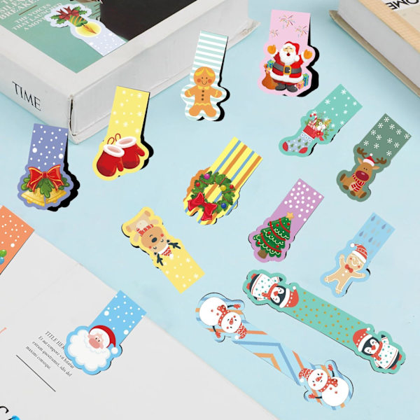 Magneettiset kirjanmerkit, 15 kpl jouluaiheiset magneettiset kirjanmerkit, värikkäät magneettiset kirjanmerkit, magneettiset kirjanmerkit lapsille, magneettiset sivumerkit Z Christmas C