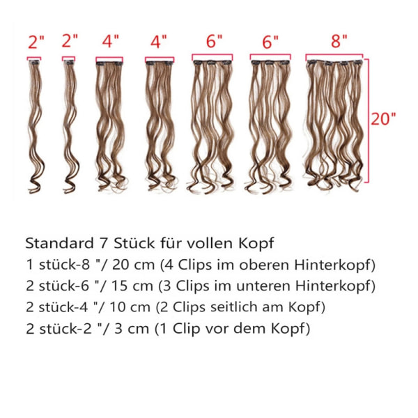 IC Hårförlängningar hårstykke for kvinner 50 cm vågigt Peruk