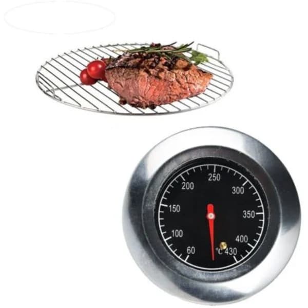 Grilltermometer i rustfritt stål, lettlest urskive med gjenget montering for gassgriller, 60°C til 430°C, flerfarget Multicolor