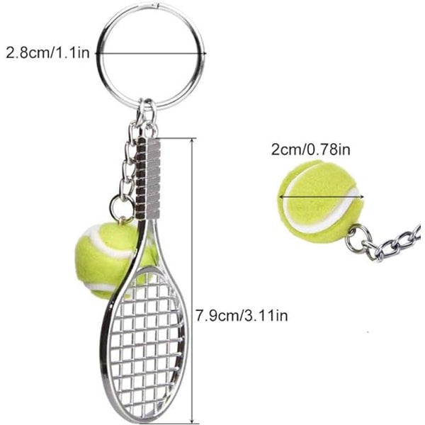 Tennisracketnyckelring, metallnyckelring eativ nyckelring Sportnyckel IC