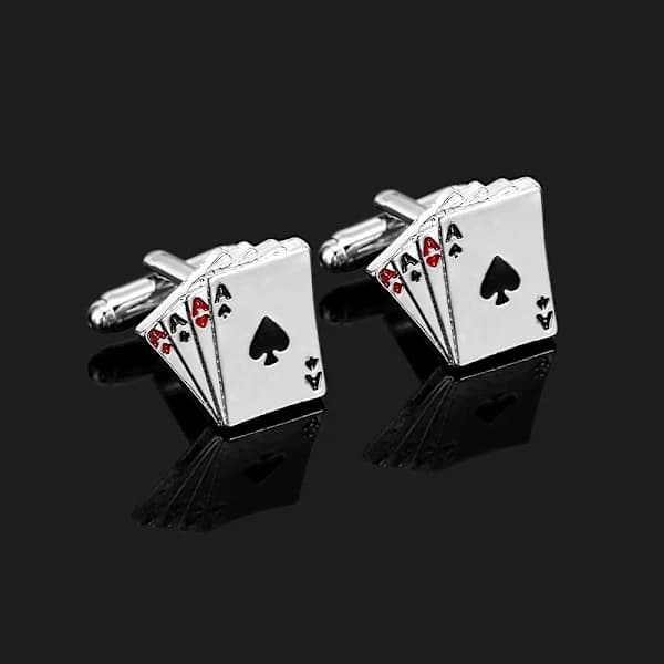 2-pack Manschettknappar Kort Ess, Spader, Ruter, Hjärter, Klöver, S