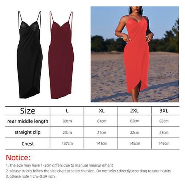 Dam Bikini Cover Up Sarong Beach Long Dress Cover klänning vin rød XL