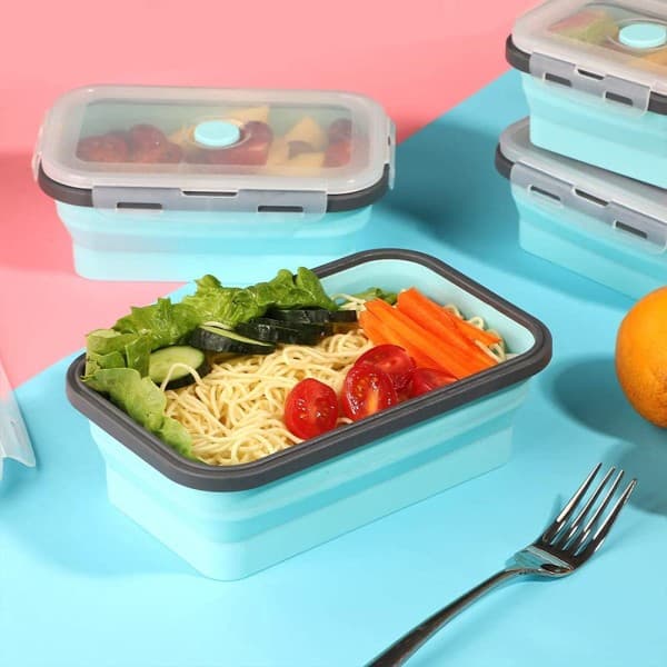 IC 4 stk Silikon Matbeholdere Lunsjbokssett Bento Box