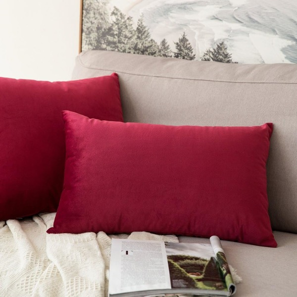 IC 2 Pudebetræk Fløjl Dekorativ Sofa Case Super Blød Blød Behagelig Dekoration Hjem Stue Soveværelse til Sofa 50X50CM Vinrød