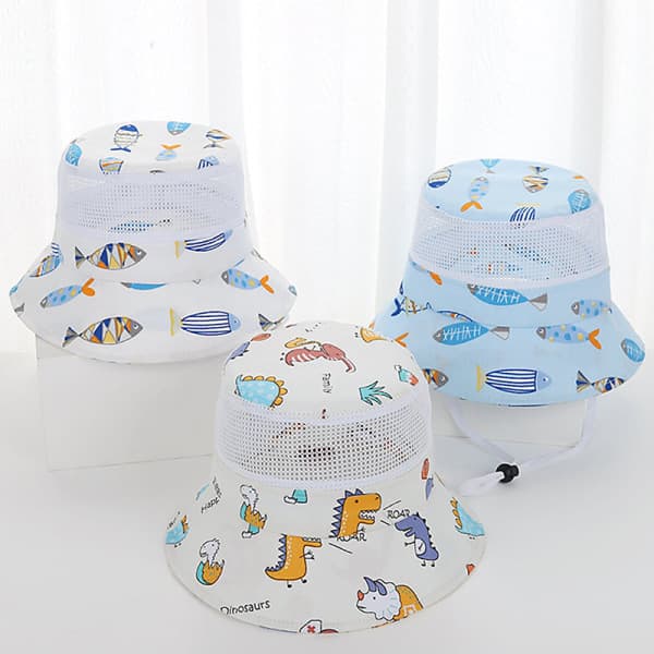IC Barn sommerhat Tegnede print Mesh Bucket Hats UV-beskyttelse 01