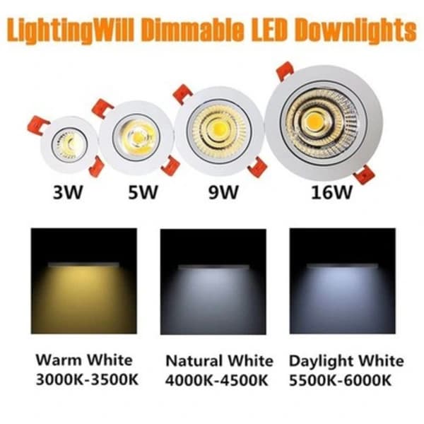 2 inch LED Dimmable Downlight, 3W COB Recessed Ceiling Light, Warm White 3000K...