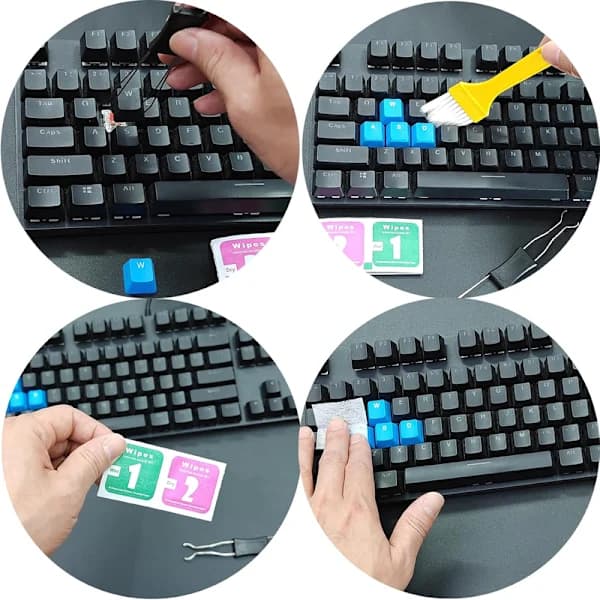 Mekanisk tastatur Keycap Puller Switch Remover med rengøringsbørste og vådservietter