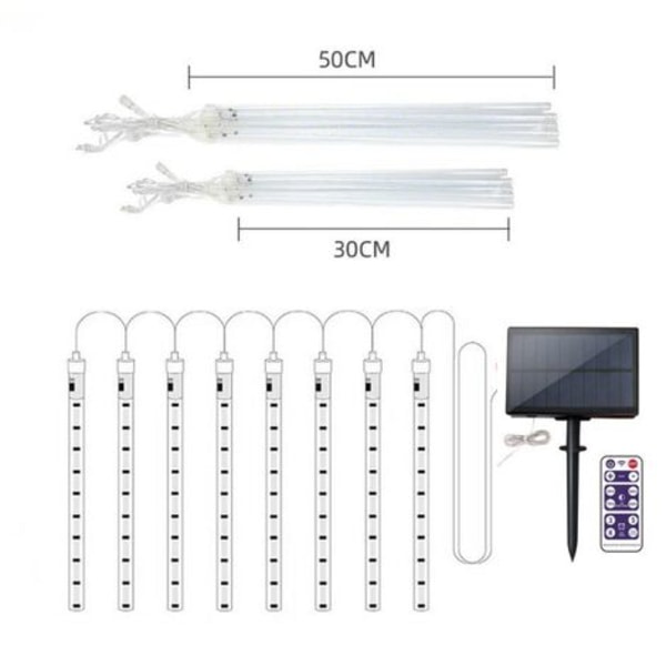 IC Uppgraderade Ljusslingor, 8 Rör Meteor Shower Lights Vattentät LED för Bröllop Trädgård Julfest