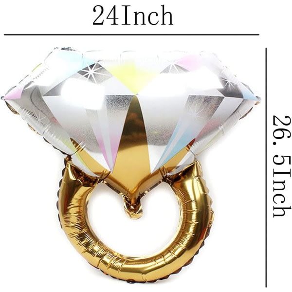 IC 2 st diamantring aluminium ballong, bröllop bruddusch äktenskap förlovningsfest tillbehör