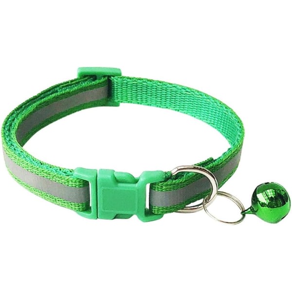 IC 2-pack fotavtrykk og reflekterende katthalsband med klokke Basic hundkatthalsband Spänne justerbar polyester katt hundgrön